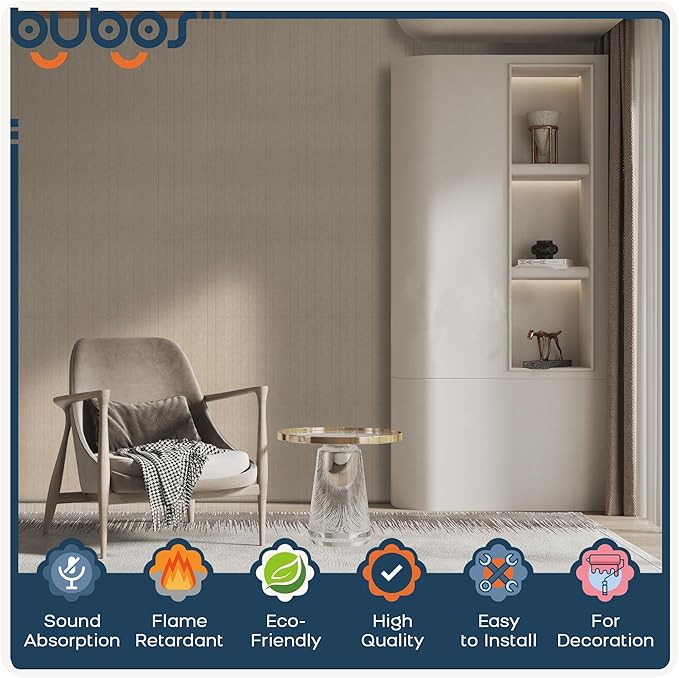 BUBOS 12 Pack Large Acoustic Panels,47.2x11.8Inch SoundProof Panels for Walls,Self Adhesive Acoustic Wall Panels,Decorative Sound Panels for Home Studio Office (Camel 01)