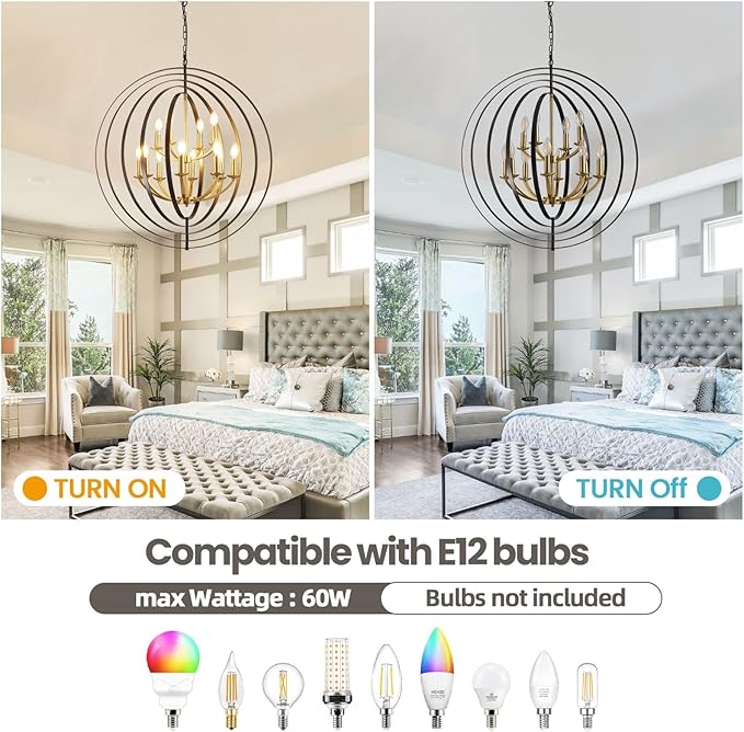 Black and Gold Chandelier, 12-Light Farmhouse Chandelier for Entryway, 31.5" Extra Large Round Pendant Light Fixtures, Foyer Chandeliers for High Ceilings, Rustic Ceiling Foyer Lighting Fixtures