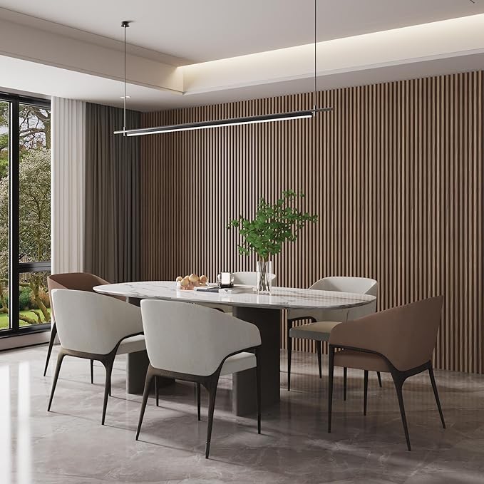 8-Pack WPC Slat Wall Panels, 96 x 6.6 in Decorative Acoustic Slats 3D Wall Panels, Water-Proof and Easy Installation,Walnut