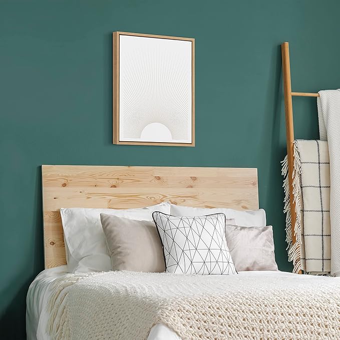 Kate and Laurel Sylvie Sun Rays Framed Canvas Wall Art by Rocket Jack, 18x24 Natural, Chic Minimalist Sunset Art for Wall