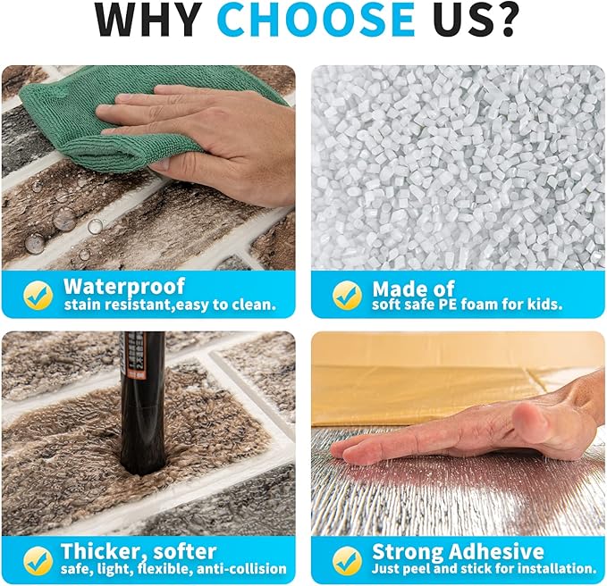 Art3d 10-Pack 52.5 Sq.Ft Faux Brick 3D Wall Panels Peel and Stick in Gray Brown, Self Adhesive Waterproof Foam Wallpaper for Bedroom, Bathroom, Kitchen