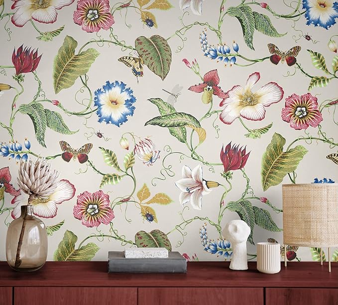 NextWall Summer Garden Floral Peel and Stick Wallpaper (Raspberry & Chartreuse)
