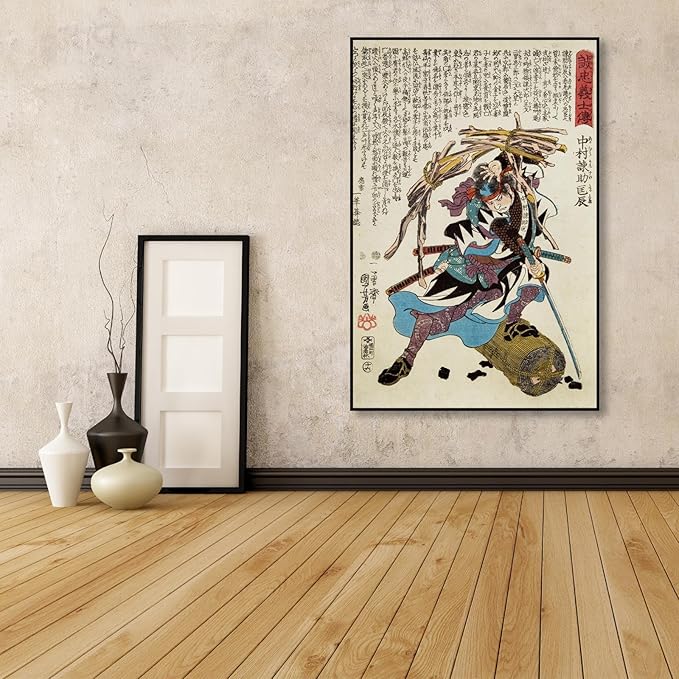 OKRA Utagawa Kuniyoshi Canvas Wall Art Kansuke Nakamura Poses Poster Japanese Ukiyo-E Woodcut Art Animal Nature Landscape Poster Japanese Classic Wall Decor Unframed 16×24in/40×60cm