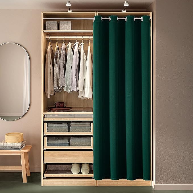 ChrisDowa Blackout Door Curtains for Doorway Privacy, Grommet Closet Curtain for Bedroom Closet Door, Thermal Insulated Doorway Cover Room Divider Drapes (1 Panel, Forest Green, 42 x 80 Inch)