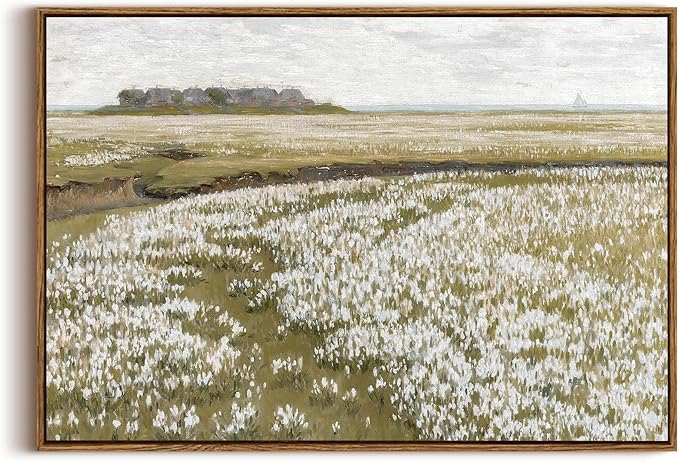 KISSFOX Vintage Landscape Canvas Wall Art Nature Wildflower Field Scenery Prints Country Painting Picture Decor Artwork Rustic Farmhouse Gallery Office Living Room Bedroom Bathroom