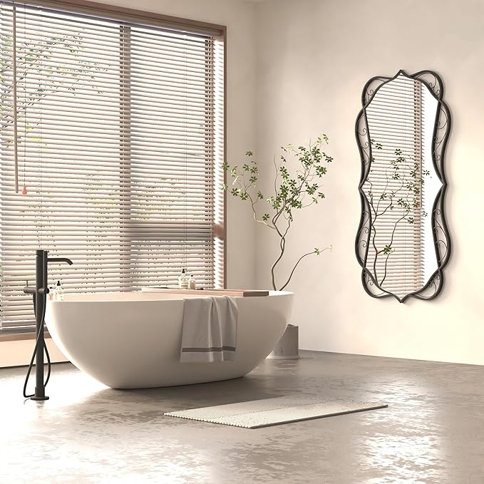 Bathroom Black Wall Mirror: 30"x60" Modern Large Mirror for Wall - Vertical or Horizontal Hanging - Home Decor for Living Room/Entryway/Fireplace/Hallway