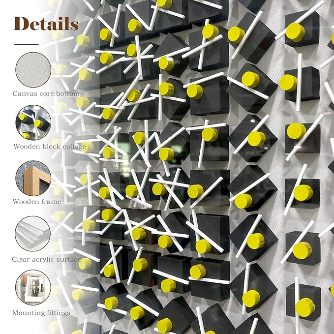 LIUZEYUE - Wooden block three-dimensional painting geometric modeling wall decoration 3D wooden artwork living room bedroom background wall office decoration painting 43.3"x43.3"