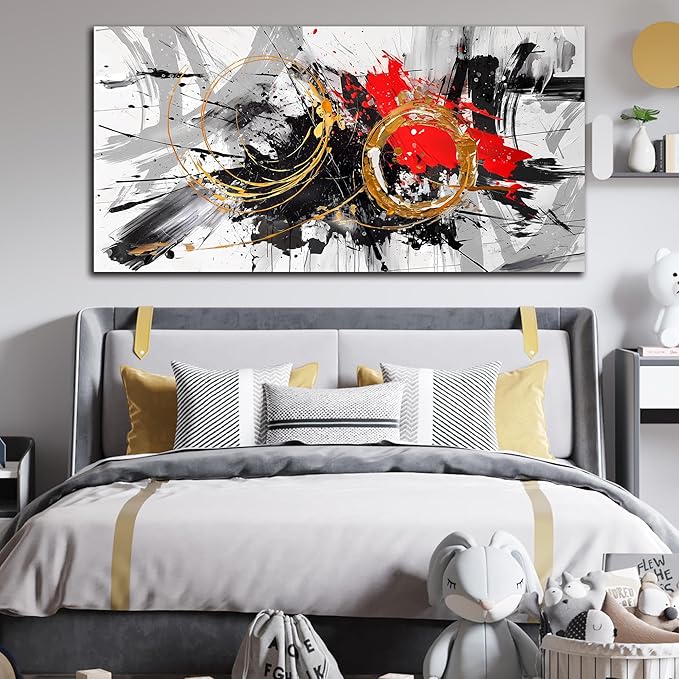 CIRABKY Black and White Wall Art Large Abstract Art Wall Decor Living Room Wall Art Bedroom Office Artwork Pictures Size 29" x 59"