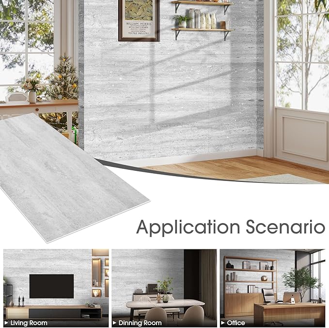 Natural Flexible Soft Stone Wall Panel, 20-Pack, 37.75 Sq Ft Coverage, Flexible & Bendable Exterior Wall Panels - Textured Stone Siding for Interior & Outdoor Use - Gray