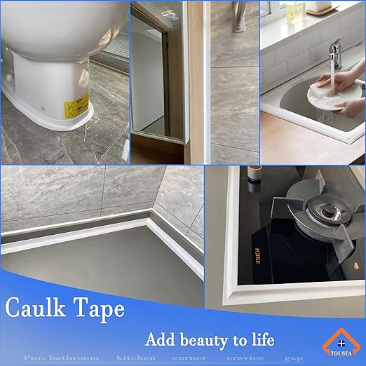 Caulk Tape Self Adhesive,Caulking Tape for Bathroom Sealant Strip Caulk Strip,Waterproof Caulking Sealing Tape for Bathroom,Toilet,Kitchen Countertop,Bathroom,Toilet