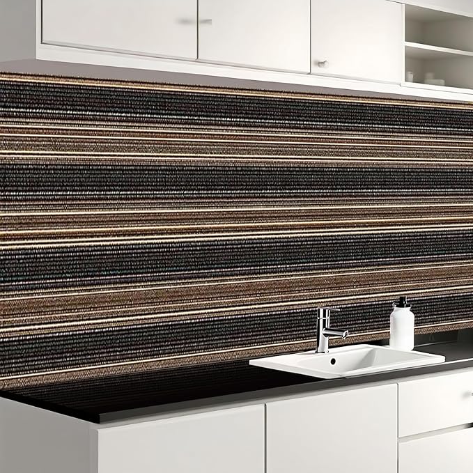 Nuxovilar Brown Wood Grain Stripe Textured Peel and Stick Wallpaper, 15.75"x39.37", Self-Adhesive Contact Paper, Rustic Modern Look for Bedroom, Living Room and Table Decor