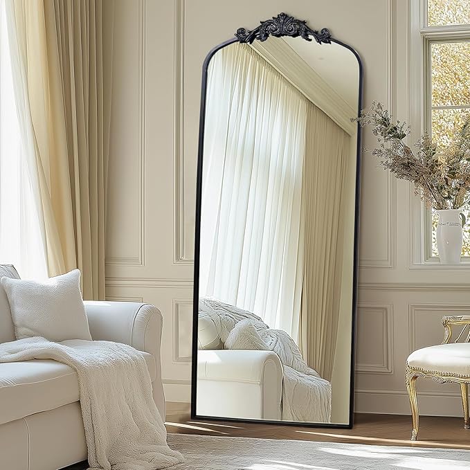 AIXI HOME Antique Black Arch Full Wall Mirror, 71"x30" Elegant Rectangle Vintage Mirror with Ornate Frame, Baroque Inspired Home Decor for Bathroom Vanity Bedroom Entryway