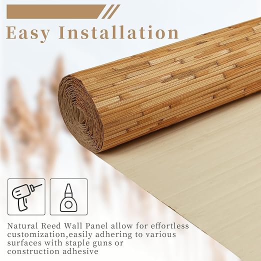 216'' x 35'' 3D Art Natural Reed Wall Panel-Lightweight & Flexible Wall Decor for Wall Covering, Ceiling Decor, Furniture Accents – DIY-Friendly, Tropical Style for Home & Commercial Spaces