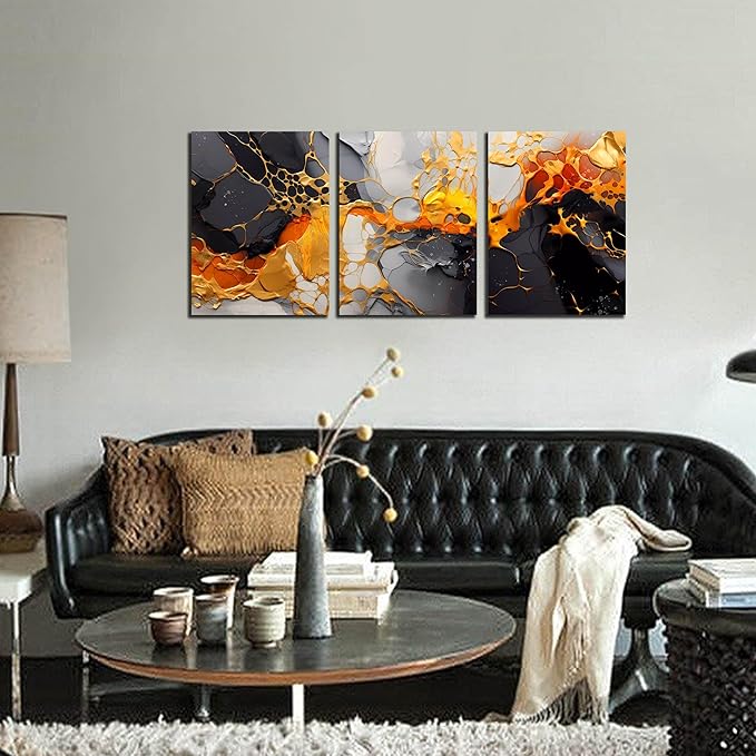 Abstract Pictures for Living Room Wall Decor - Modern Art Wall Decor for Office - 3 Piece Canvas Wall Art for Bedroom Size 12" x 16"