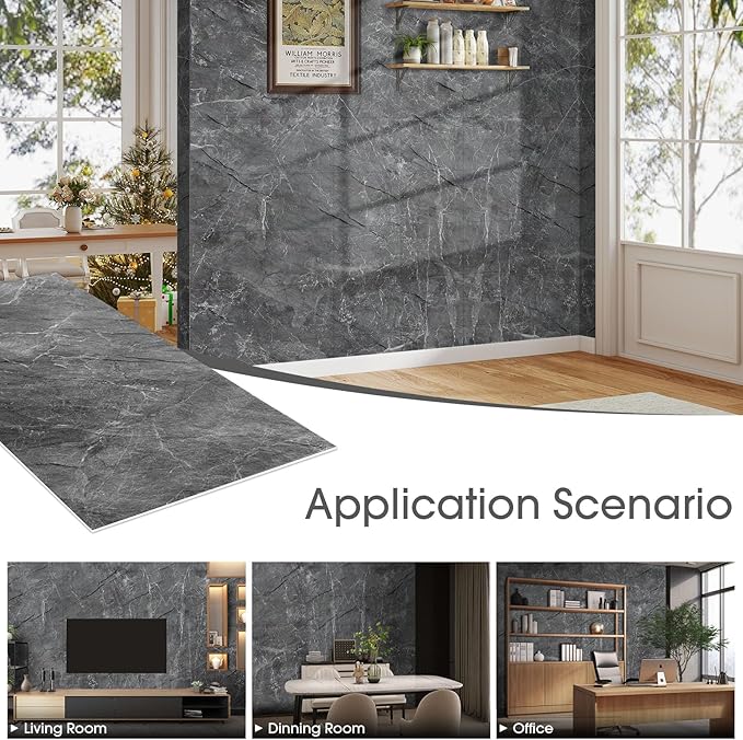 Natural Flexible Soft Stone Wall Panel, 20-Pack, 37.75 Sq Ft Coverage, Flexible & Bendable Exterior Wall Panels - Textured Stone Siding for Interior & Outdoor Use - Black