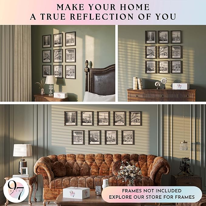 97 Decor Black White City Wall Art Print - Cityscape Pictures, Famous Architecture Landscape Artwork Wall Decor, European Buildings Poster, New York Skyline Photo (8x10 UNFRAMED)