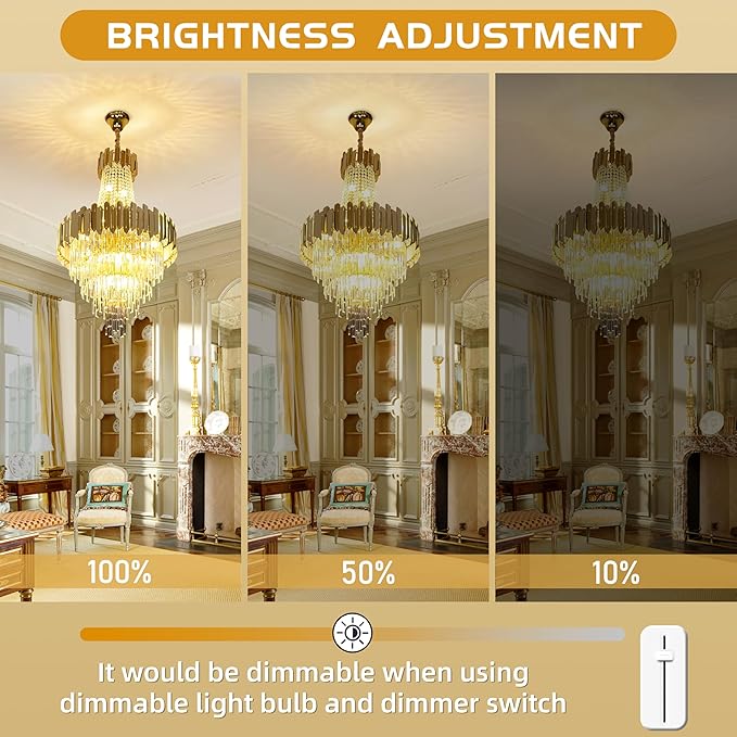 KoKo&Yukina 16-Light Gold Crystal Chandeliers French Empire Crystal Chandelier Gold Modern Farmhouse Chandeliers Light Fixture for Bedroom Hallway High Ceiling Staircase Chandelier D23.6