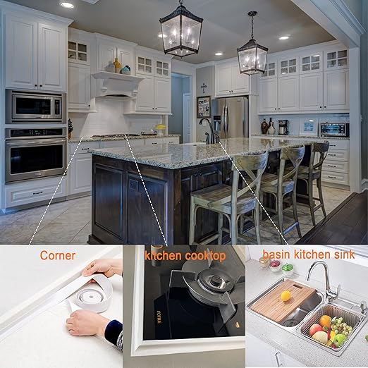 Caulk Tape Self Adhesive,Caulking Tape for Bathroom Sealant Strip Caulk Strip,Waterproof Caulking Sealing Tape for Bathroom, Toilet, Kitchen Countertop,Bathroom,Toilet (Clear-1.5IN-10.5FT-A)