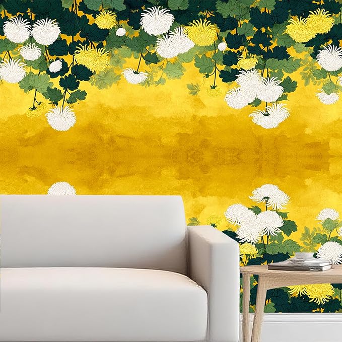 Nuxovilar Yellow White Floral Textured Peel and Stick Wallpaper, 15.75"x39.37", Self-Adhesive Contact Paper, Bright Flower Design for Bedroom, Living Room and Table Decor