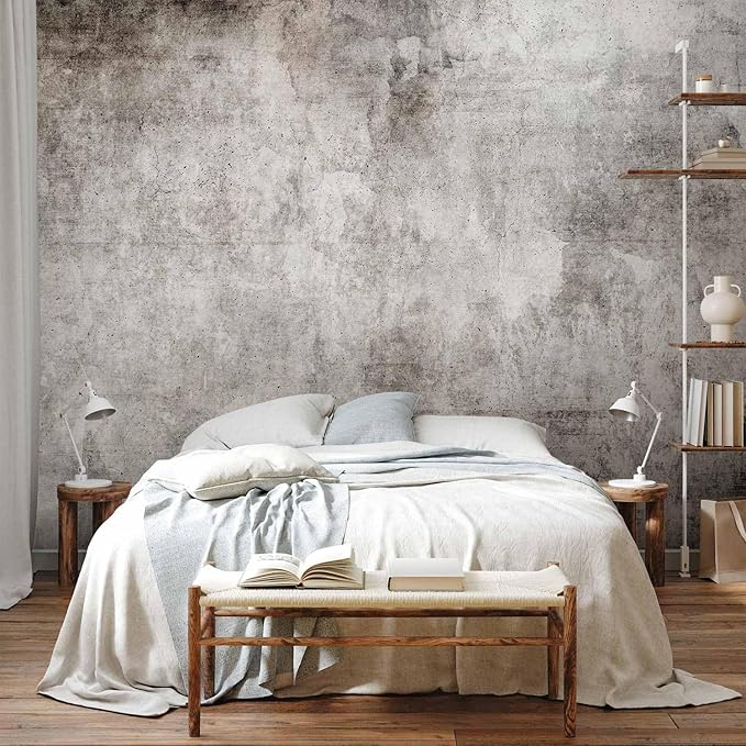 artgeist Wall Mural Concrete 77x55 in - Peel and Stick Self-Adhesive Wallpaper Removable Large Sticker Foil Wall Decor Print Picture Image Design Faux Stone Grey a-A-10181-a-c