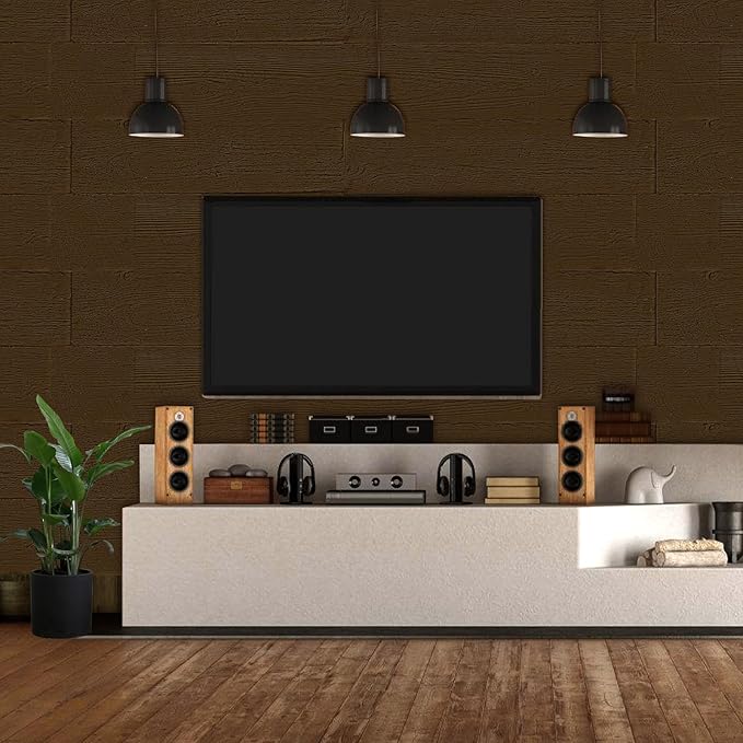 KASARO PU Faux Wood Wall Panels, 4 Pieces 3D Wainscoting Panel Accent for Interior Or Exterior Decor, 45.7 × 11.8 inch, Rustic Wood Brown