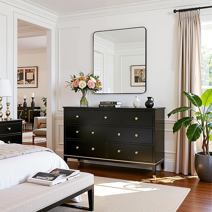 Antok Wall Mirror, 22"x30" Bathroom Vanity Mirror, Anti-Rust HD Tempered Glass, Wall Mounted Mirrors for Living Room, Entryway, Black Frame, Rect