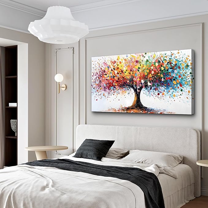 Lapremoly Abstract Wall Decorations For Living Room Framed Canvas Wall Art For Office Colorful Tree Landscape Wall Paintings Bedroom Home Decorations Modern Prints Posters Mural Artwork 20"X40"