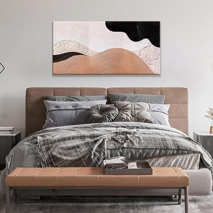 Abstract Wall Art Modern Minimalist Canvas Art Wall Decor Artwork Brown Abstract Wall Decor Canvas Painting Black Wall Decoration Picture For Bedroom Bathroom Office Artwork 20"X40"