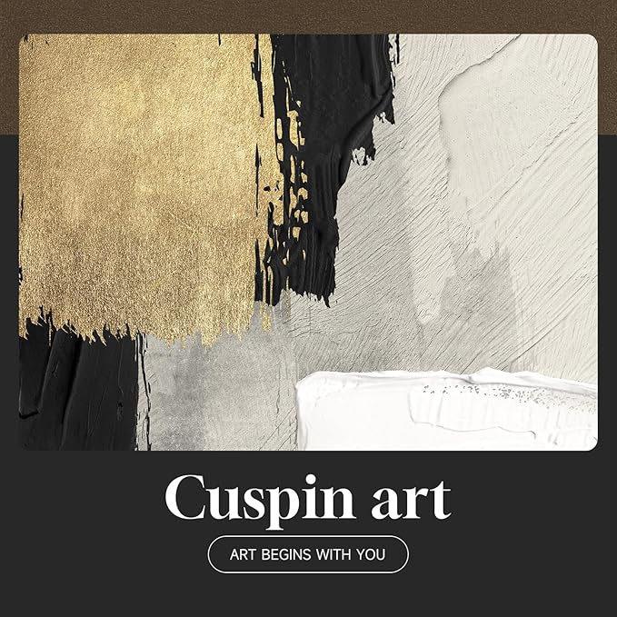 Large Framed Black and White Abstract Wall Art, 3 Piece Modern Canvas Prints Paintings Artwork for Walls, Minimalist Black Beige Gold Pictures for LIving Room Bedroom Office Wall Decor Total 30x60 In