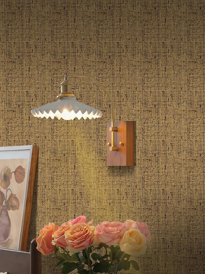 Brown Grasscloth Peel and Stick Wallpaper Textured Contact Paper 15.75inchx118.11inch Faux Linen Vintage Wall Paper Self Adhesive Removable Thicker Waterproof Vinyl for Bedroom Cabinets