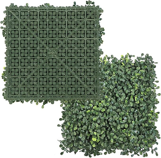 Artificial Grass Wall Panels, 10"x 10"(12P) Faux Boxwood Panels for Outdoor Indoor Green Grass Wall Decor, Party Wedding Garden Fence Decorations
