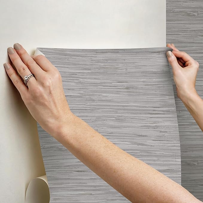 NuWallpaper Grey Grassweave Peel and Stick Wallpaper, NUS4994