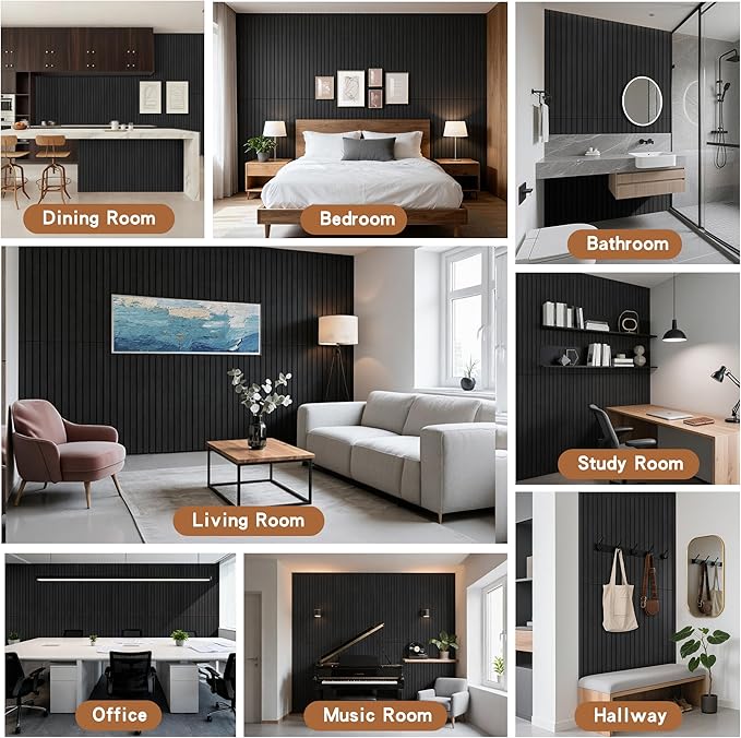 4 Pack Acoustic Panels, 47.2”x23.6” Decorative Large Acoustic Wall Panels, Sound Proof Panel with Simulated Wood Grain Finish,for Office,Home Theater,Studio,Living Room, Smoky