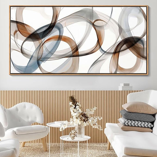 Abstract Wall Art - Framed Canvas Wall Art for Living Room, Bedroom, and Office - Minimalist Wood Wall Decor, Large Brown Art Prints, Kitchen bedroom wall art decor above bed
