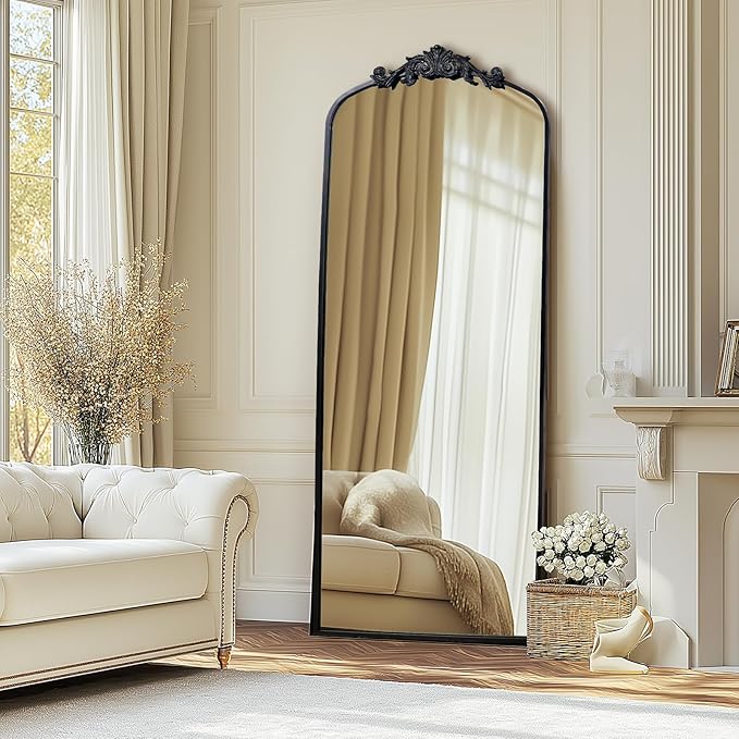 AIXI HOME Antique Black Arch Full Wall Mirror, 71"x30" Elegant Rectangle Vintage Mirror with Ornate Frame, Baroque Inspired Home Decor for Bathroom Vanity Bedroom Entryway