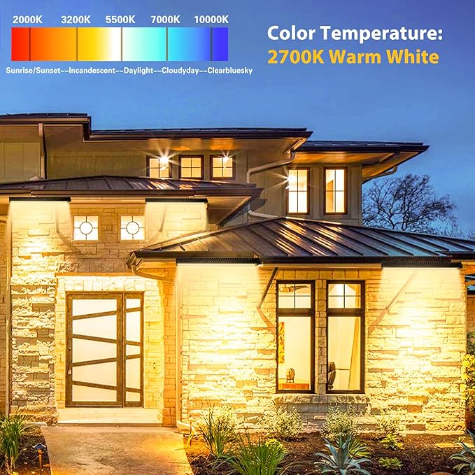 54W Outdoor LED Wall Washer Light, 40IN 6840LM 2700K Warm White Heavy Duty Aluminum LED Wall Washer Light Bar, 120V Waterproof IP67 Outdoor LED Light Bar for Patio Yard Garden, Plug in