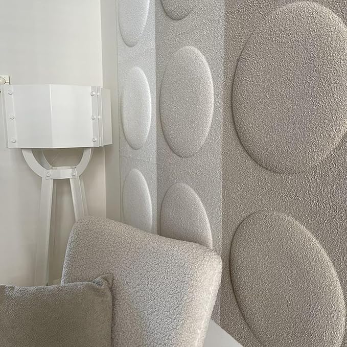 Acoustical 3D Wall Panels, 12 Pack 12''x12'' Circle Art Acoustic Panels for Interior Wall Decor, Decorative Acoustic Panels, Acoustic Wall Panels, Sound Absorbing Wall 3D Art (Oatmeal)