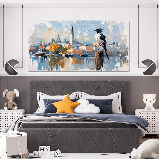 Canvas Wall Art Decor Large Wall Art Pictures for Living Room Art Work for Wall Decor Modern Landscape Wall Art Prints Artwork for Walls Bird Wall Decorations Bedroom Home Wall Art Decor 24"X48"