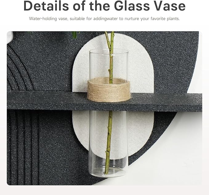 3D Textured Black and White Wall Art for Living Room, Modern White Butterfly with Vase Artwork for Walls, Minimalist Sandstone Wall Decor for Bedroom, Hallway, Dining Room, or Office, 25.6x24 Inch