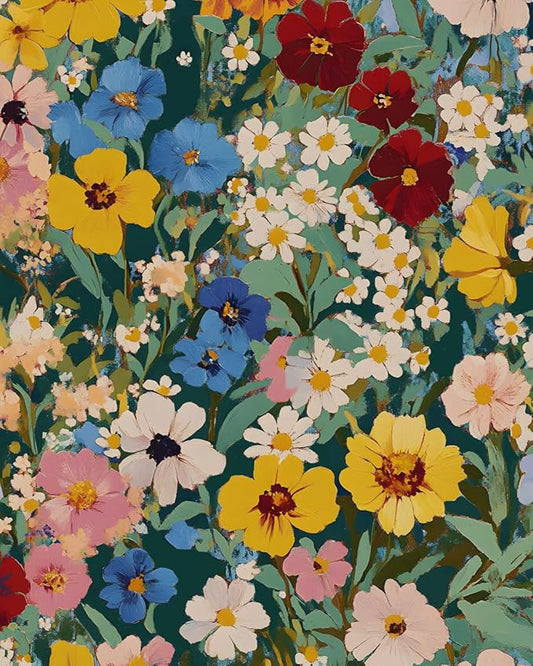 Colorful Floral Peel and Stick Wallpaper Boho Leaf Contact Paper Watercolour Wall Paper for Accent Wall Closet Cabinet Shelf Liner Removable Renter Friendly 17.5 x 393.5In