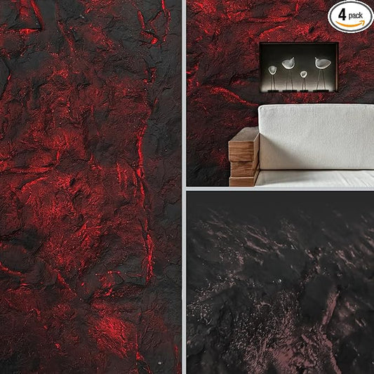 3D Wall Panels Faux Stone, Lava-Themed Translucent Panels, 23.6" x 47.2", Cement Texture for Home, Office & Outdoors