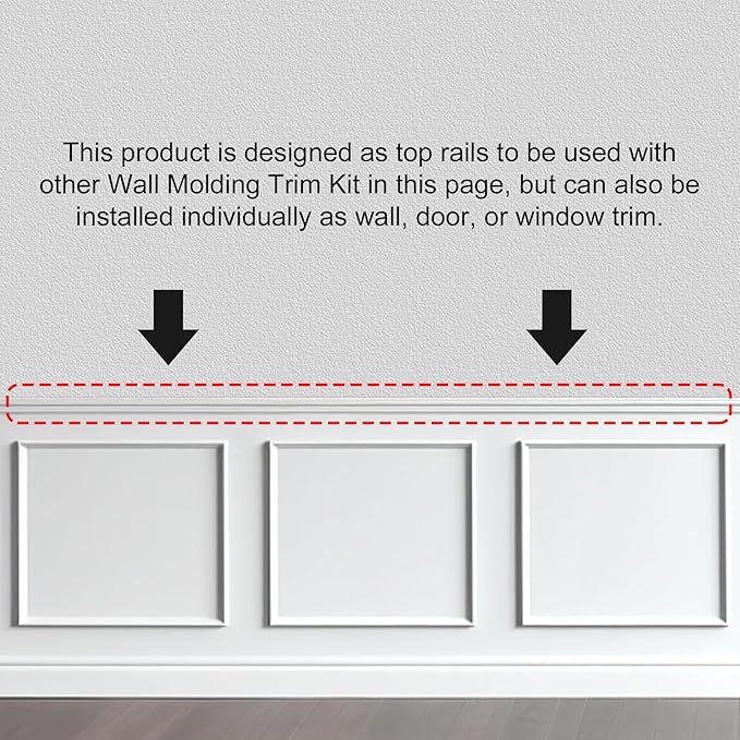 4-Piece 35.4-Inch Top Rails, Compatible with Our Wall Molding Trim Kit for Accent Wall