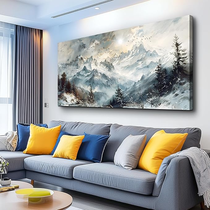 KELIYUAN Large Wall Art For Living Room Canvas Wall Decor For Office Abstract Mountain Landscape Pictures Artwork Framed Wall Paintings Modern Bedroom Dormitory Home Decoration Aesthetic 24x48in