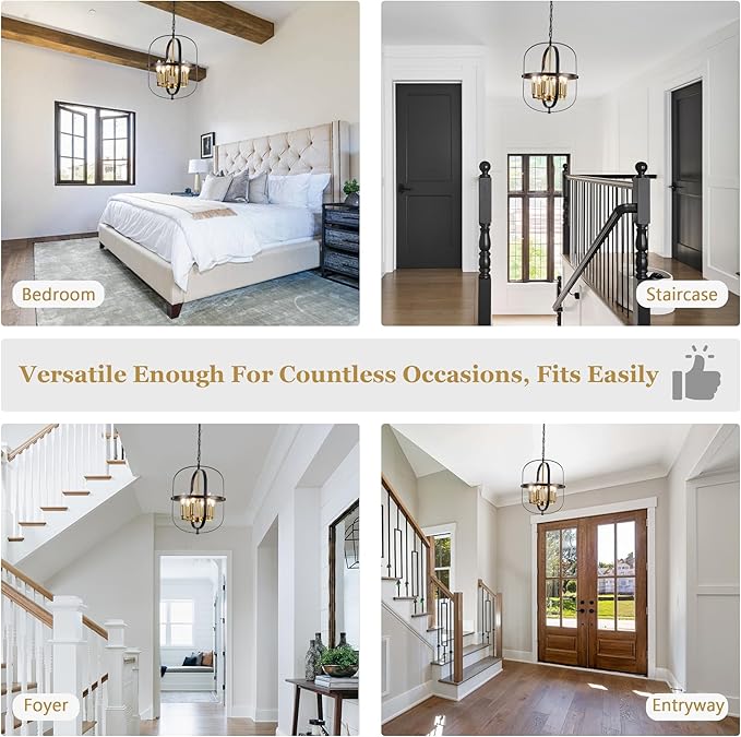 ANKYLHUA Black and Gold Chandelier for Dining Room Light Fixture,6-Light Small Chandelier for Entryway Foyer Lighting Fixtures Adjustable Modern Farmhouse Pendant Lights for Living Room Kitchen