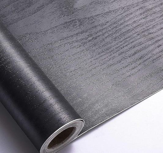 Arthome Peel and Stick Wallpaper - Black Wood Contact - Black Wallpaper - Self-Adhesive & Removable Wall Paper for Countertop Furniture Kitchen, Countertop Contact Paper, Easy to Clean, (17"x393")