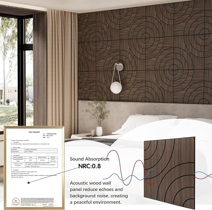 4 Packs Acoustic Wall Panels - Self-Adhesive 3D Wood Slat Wall Panel- Peel and Stick Sound Absorbing Panels for Noise Reducing - Feature Wall Decor for Home & Office