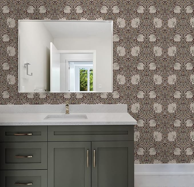 NextWall Pimpernel Floral Peel and Stick Wallpaper (Auburn & Eucalyptus)