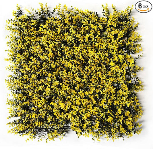 Artificial Grass Wall Panels 20"x20"(6pcs), Boxwood Hedge Green Wall Decor with Various Styles, Greenery Backdrop Privacy Screen for Indoor Home Wedding Birthday Decor Outdoor Patio (B01)