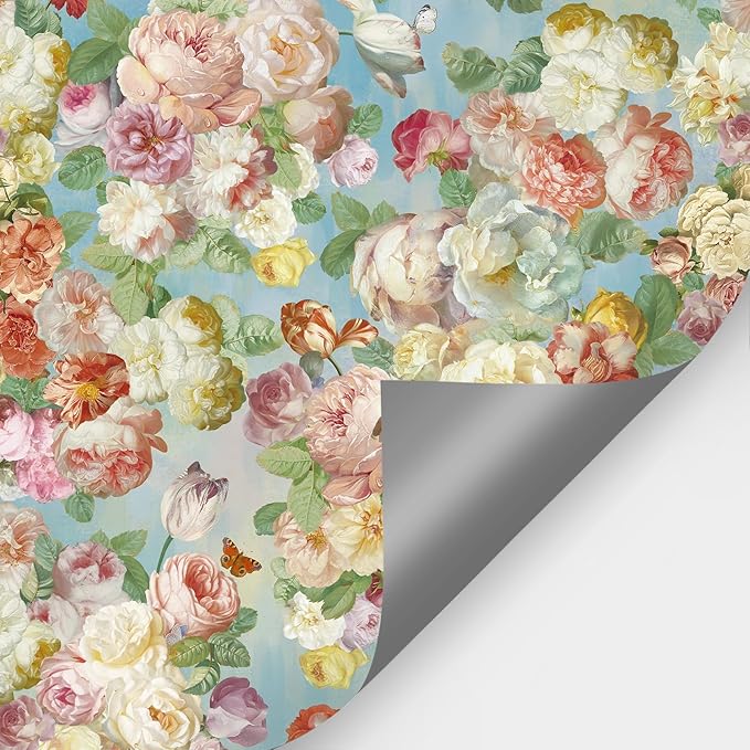 Large French Floral Wall Murals Colorful Peony Flower Wallpaper Peel and Stick 87" W x 110" H Self Adhesive Oil Painting Wallpaper for Bedroom Living Room TV Background Home Wall Decor