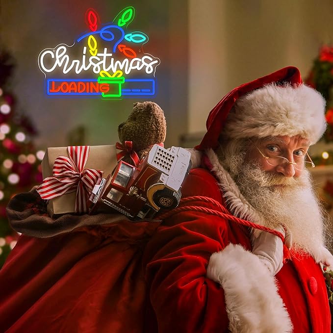 Merry Christmas Neon Sign for Wall Decor USB Powered LED Christmas Gift Loading Neon Light for Xmas Party Home Bar Club Shop Window